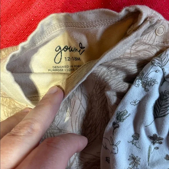 Goumi Baby Bamboo Onesies Set of 3 - Beige and Light Blue - Picture 2 of 4